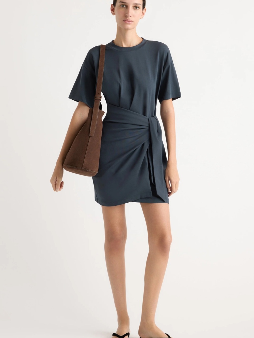 Modern Citizen Fallon Organic Cotton T-Shirt Wrap Dress - Dark Maritime / M